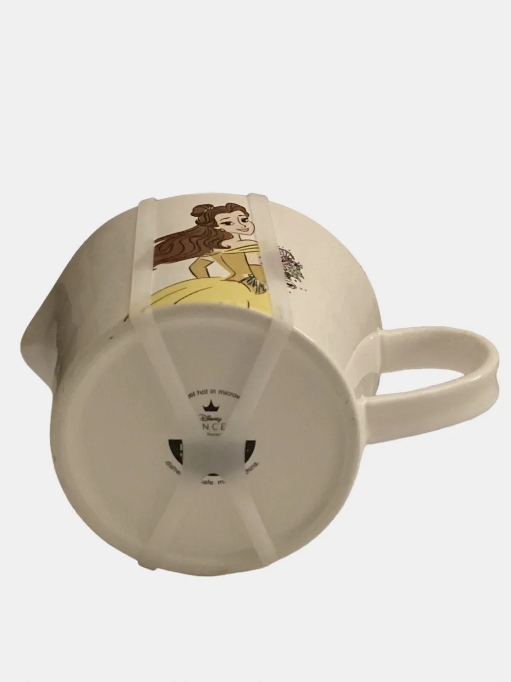 Rae Dunn White Ceramic Creamer with Yellow Ribbon and Belle Illustration